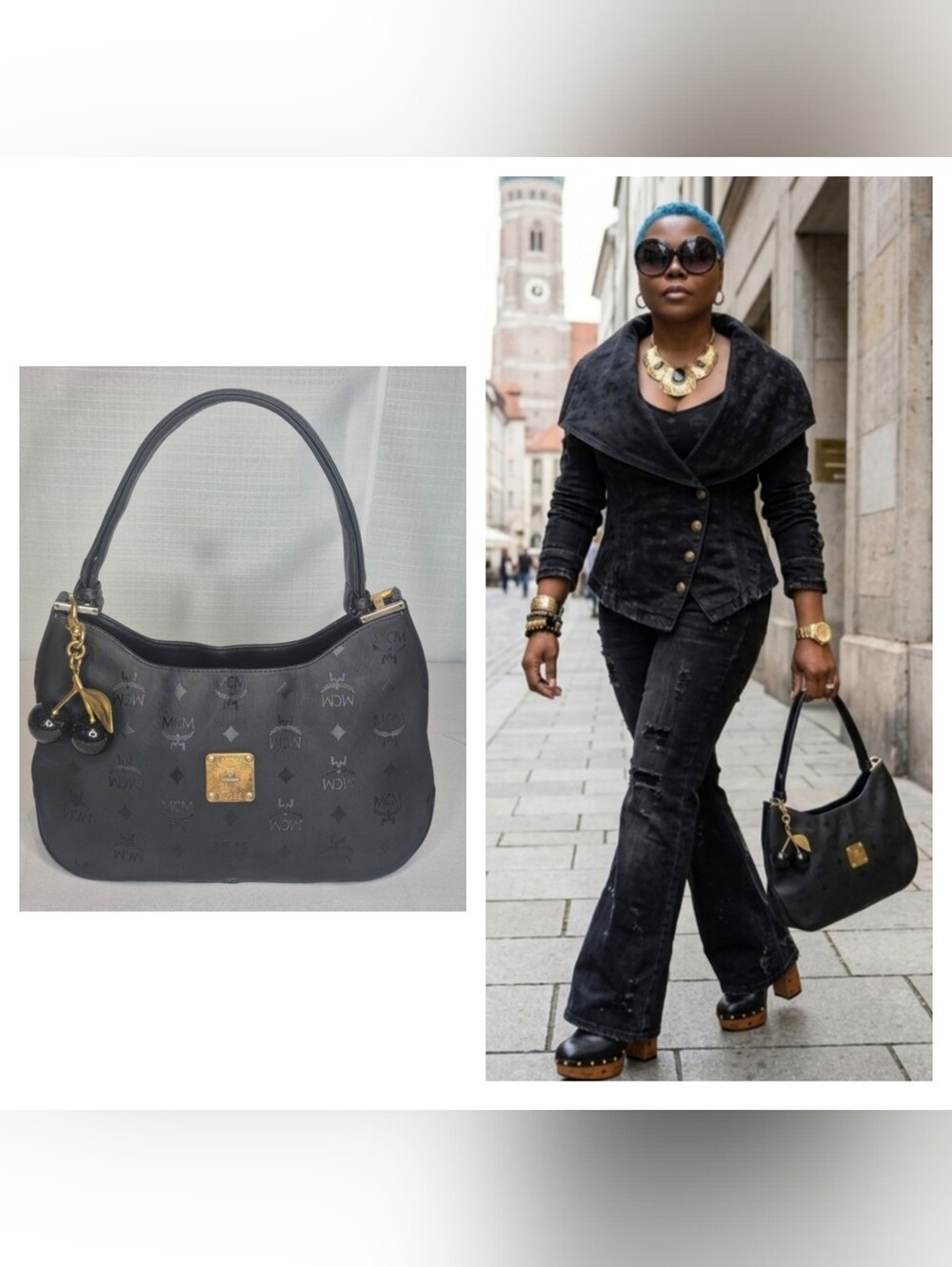 MCM Black Nylon Canvas/Leather 2way Visestos Bag COA